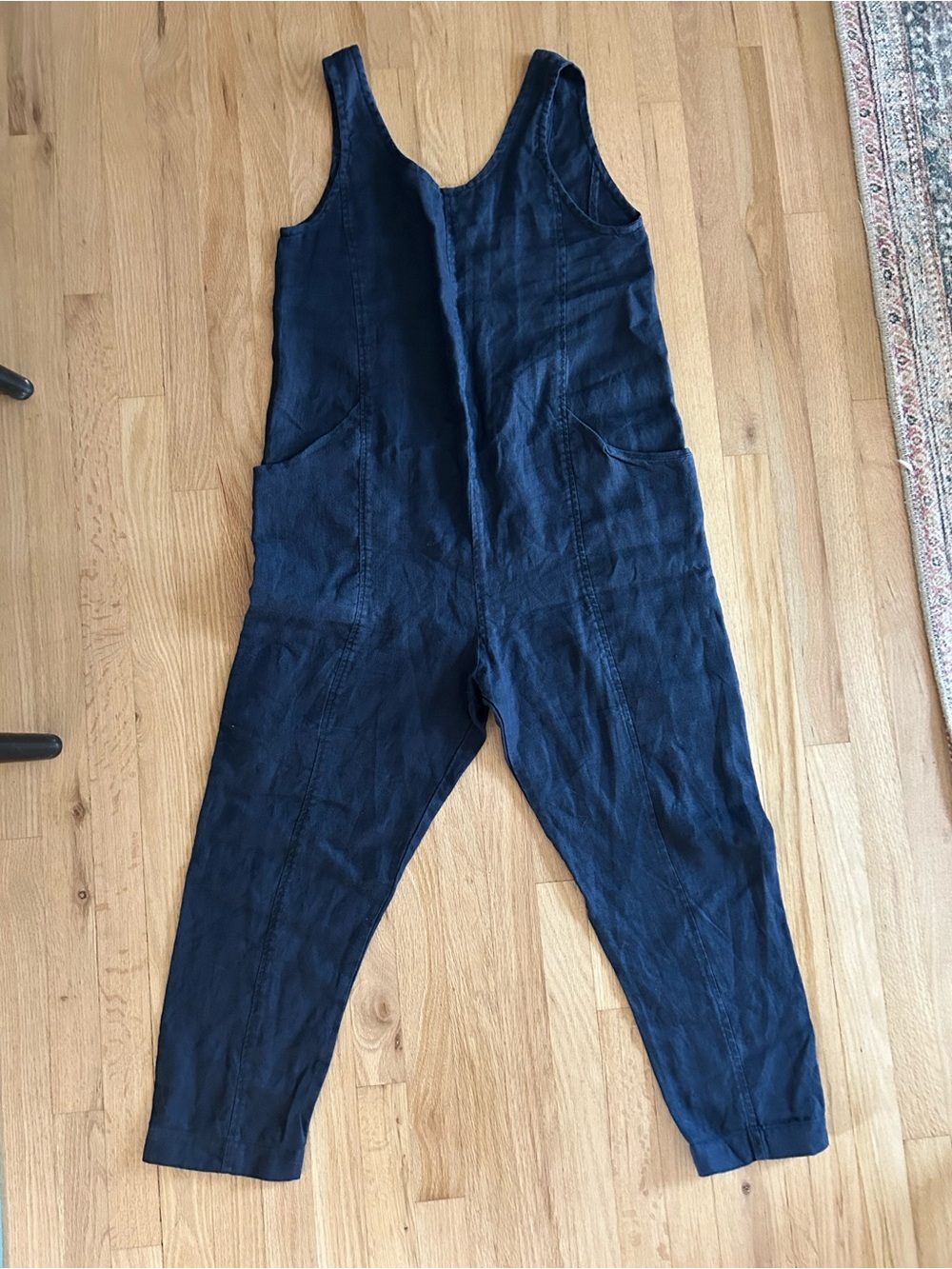 Elizabeth Suzann Clyde Linen Jumpsuit Romper Navy Blue Women’s Medium T USA